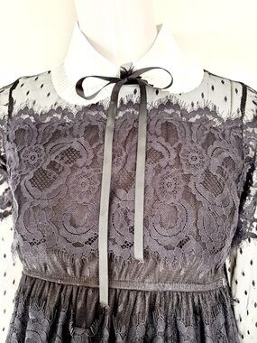 SIMONS Academia Detachable Faux Peter Pan Collar w Black Bow • OS NWOT